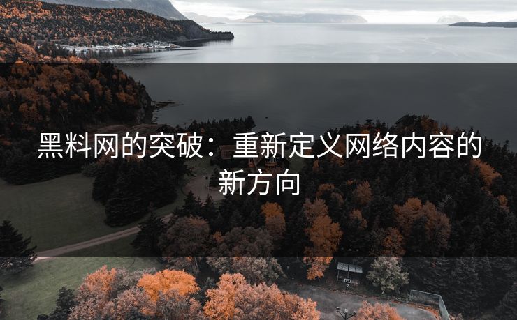 黑料网的突破：重新定义网络内容的新方向