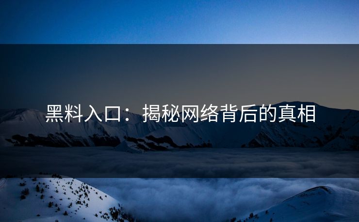 黑料入口：揭秘网络背后的真相  第1张