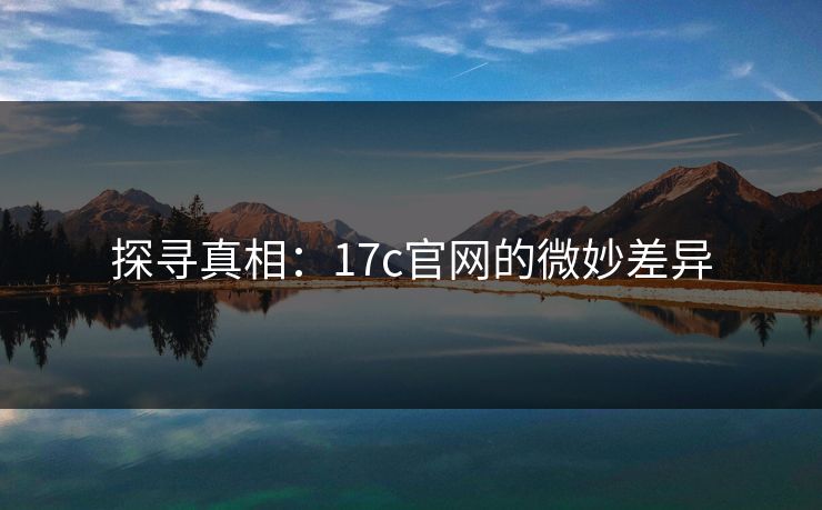 探寻真相：17c官网的微妙差异  第1张
