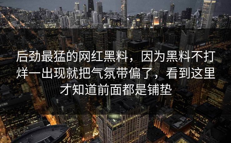后劲最猛的网红黑料,因为黑料不打烊一出现就把气氛带偏了,看到这里才知道前面都是铺垫 第1张 后劲最猛的网红黑料,因为黑料不打烊一出现就把气氛带偏了,看到这里才知道前面都是铺垫 第1张