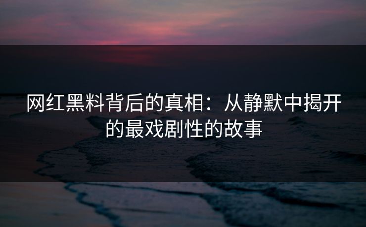 网红黑料背后的真相:从静默中揭开的最戏剧性的故事 第1张 网红黑料背后的真相:从静默中揭开的最戏剧性的故事 第1张
